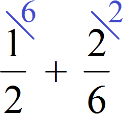 1/2 + 2/6 common denominator the second way