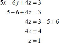 5x minus 6y plus 4z = 3 step 6