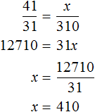 41 by 31 = 410 by 310 solution
