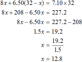 8x plus 650 * 32 minus x = 710 * 32 Solution