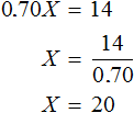 x * 100 * 70 = 14 otherwise Solution