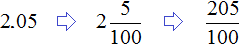 Conversion of two five-hundredths into an improper fraction