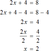 2x plus 4 = 8 method 3