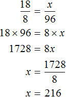 18 by 8 = x by 9 solution
