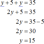 x plus y = 35 step 2