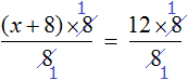 x+8 by 8 equals 12 by 8 solve the equation step 3
