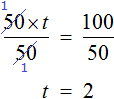 50 by t by 50 = 100 by 50