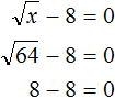 x - 8 = 0 step 3