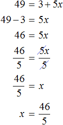 root of 3 at 5x = 7 step 3