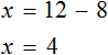 x plus 8 = 12