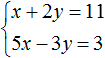 systemx plus 2y = 11 Solution