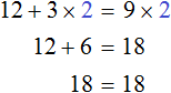 12 plus 3x = 9x step 2