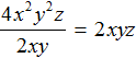 4x2y2z by 2xy solution
