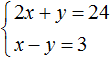 system 2x plus y = 24 step 1