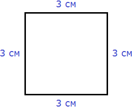 a square with sides of 3 cm