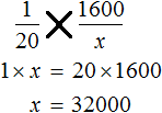 Proportion 1 to 20 as 1600 to x solution