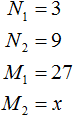 values of variables m and n to the first problem on proportions