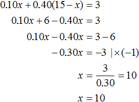 010x plus 040 * 15 - x = 3 Solution
